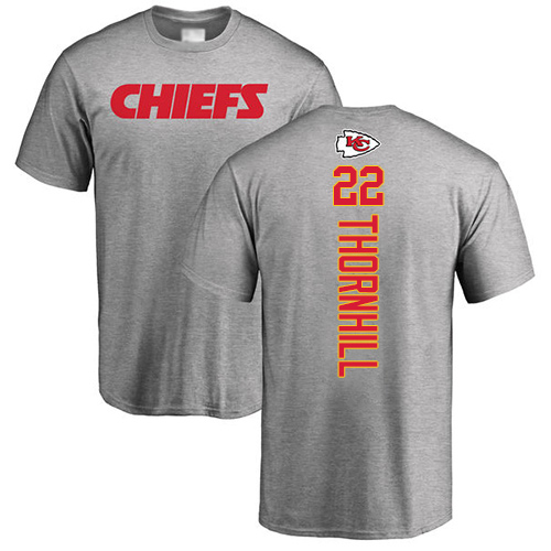Men Kansas City Chiefs #22 Thornhill Juan Ash Backer T Shirt